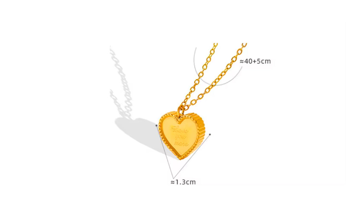 Stainless Steel Gold-Plated Heart Pendant Necklace