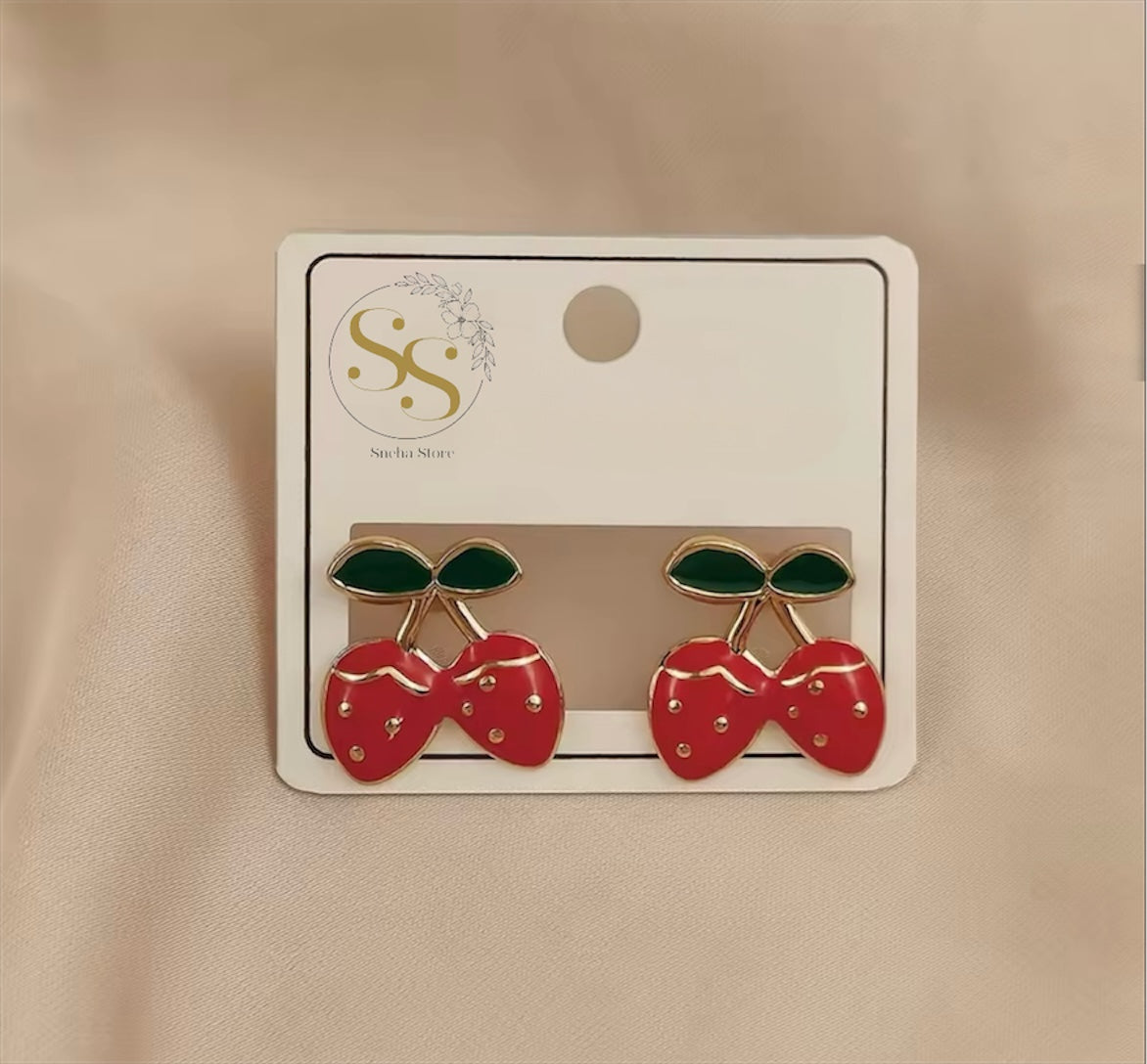 Enamel Strawberry Stud Earrings