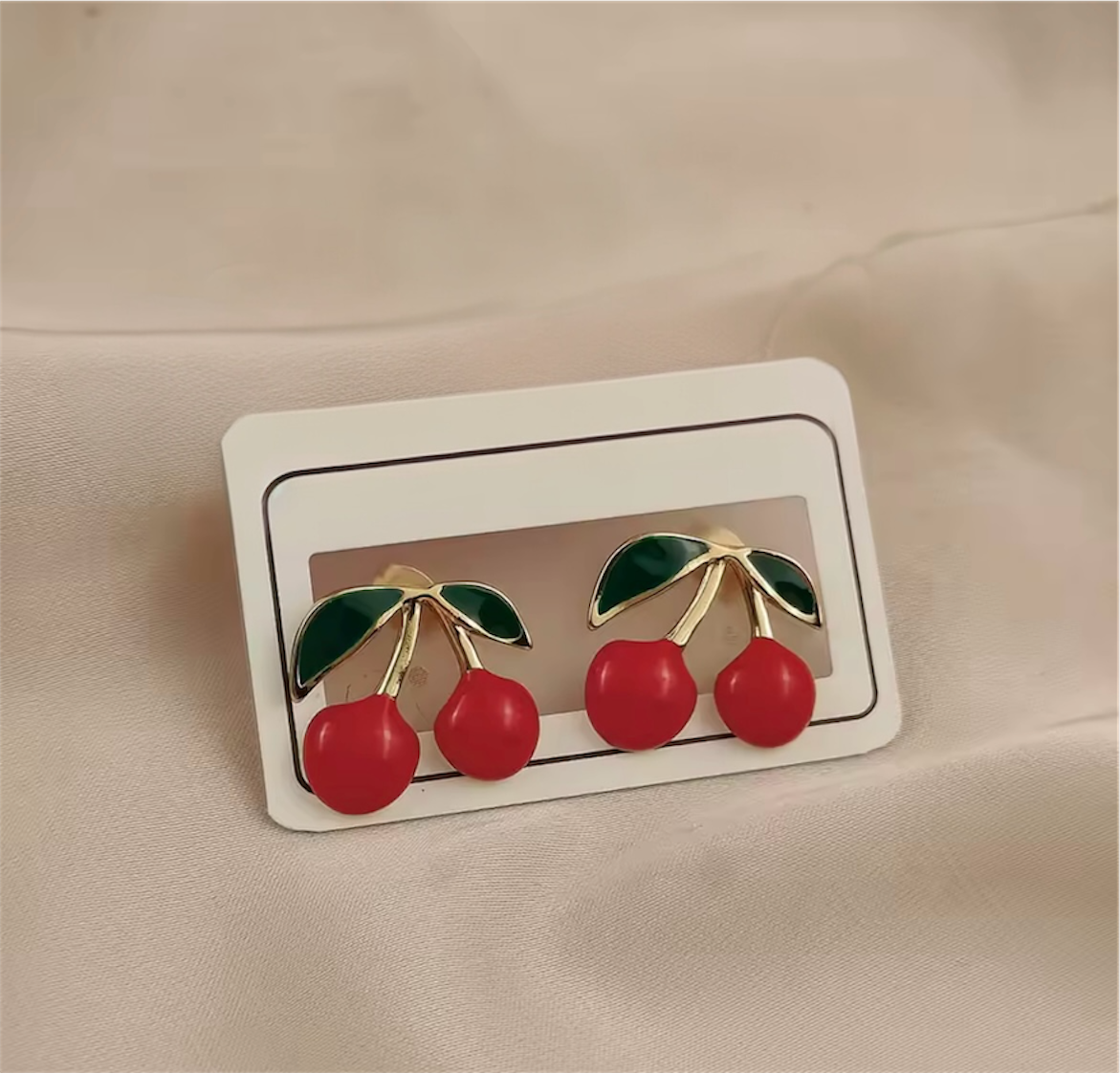 Enamel Cherry Stud Earrings