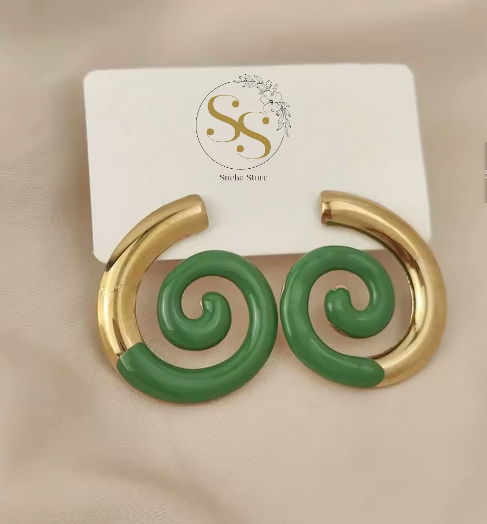 Enamel Spiral Hoop Earrings
