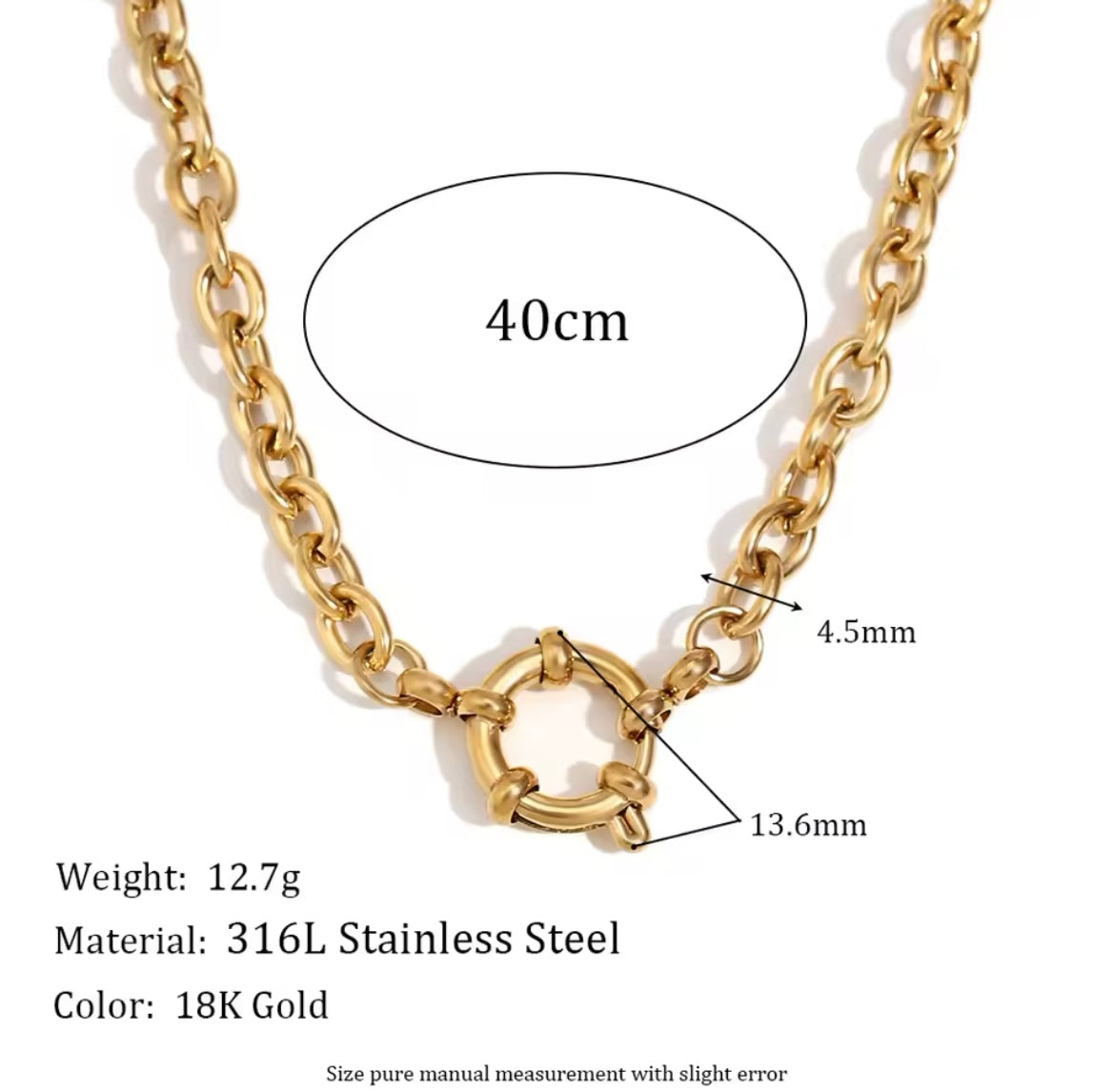 Flat Snake & Rolo Chain Necklace – 18K Gold Plated