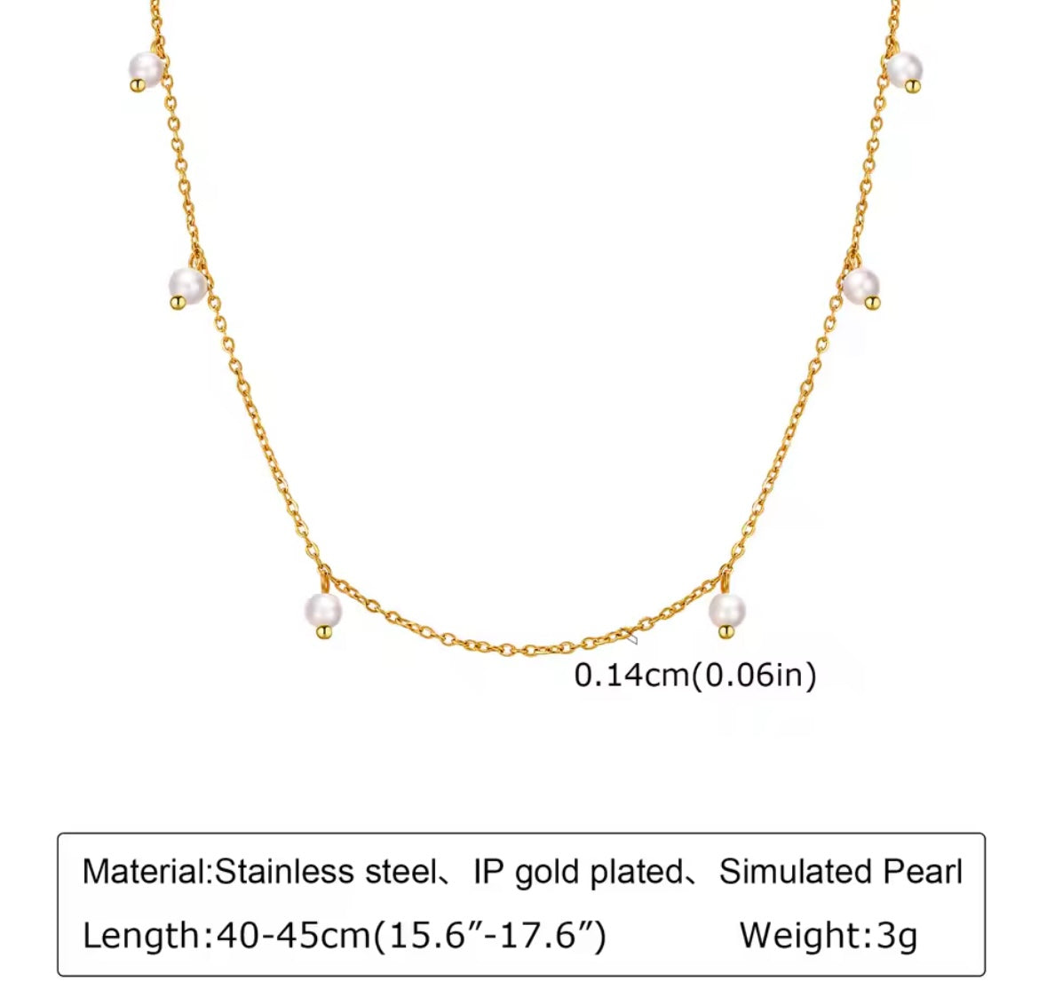 PearlWhisper Dainty Drop Necklace – Gold Stainless Steel