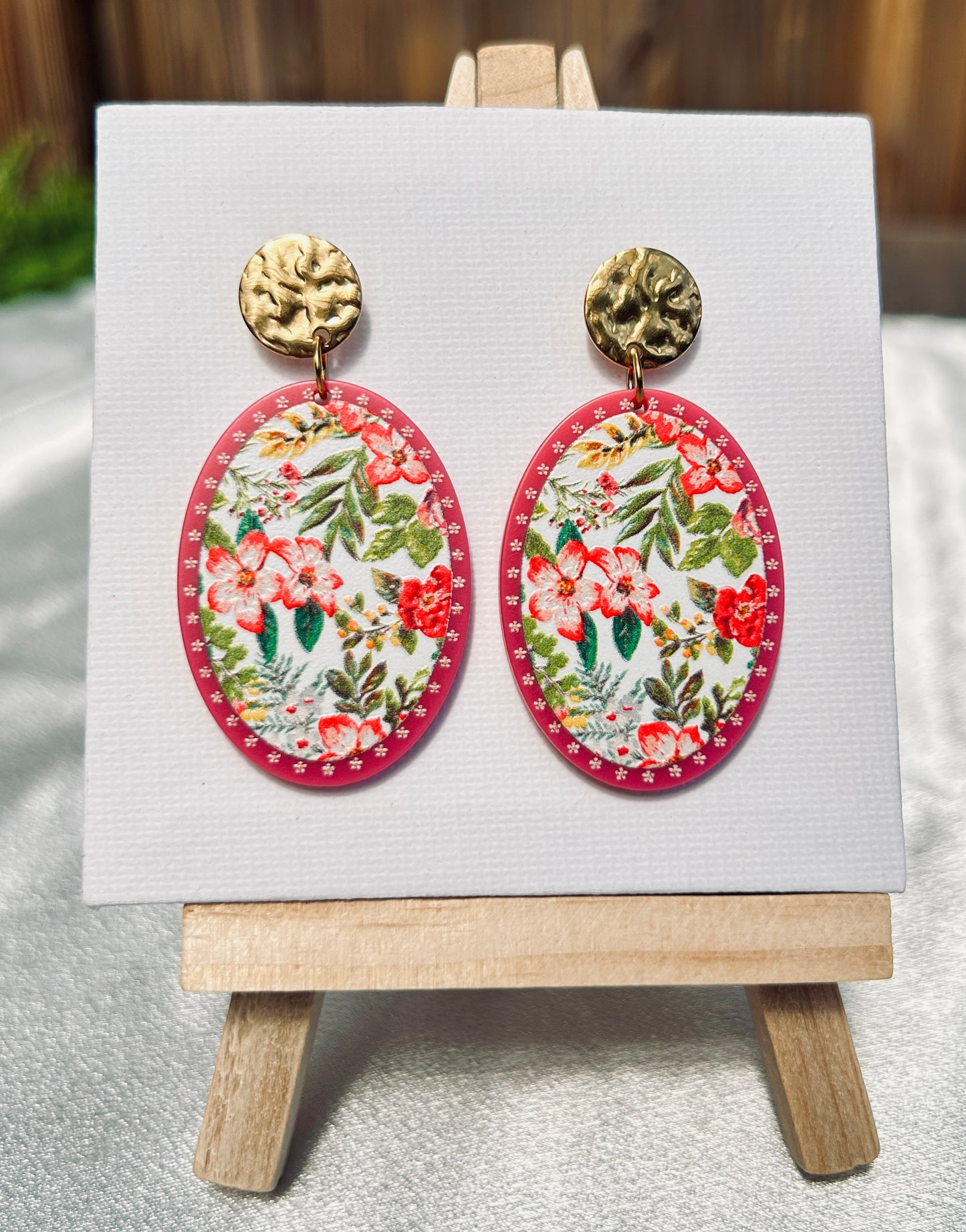 πΈ Vintage Bloom Oval Earrings β Stainless Steel & Acrylic