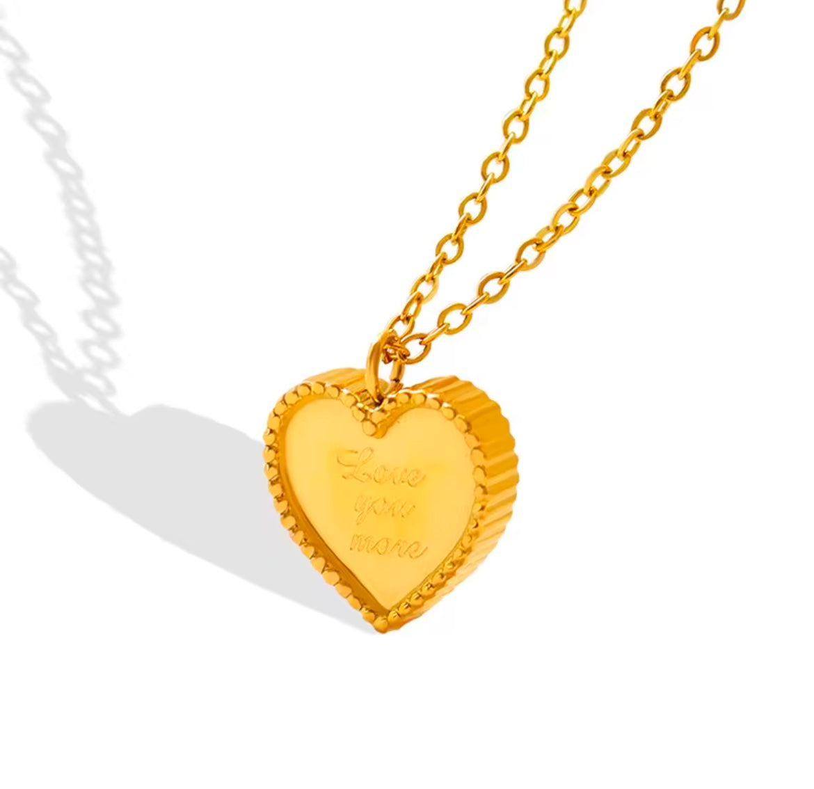 Stainless Steel Gold-Plated Heart Pendant Necklace