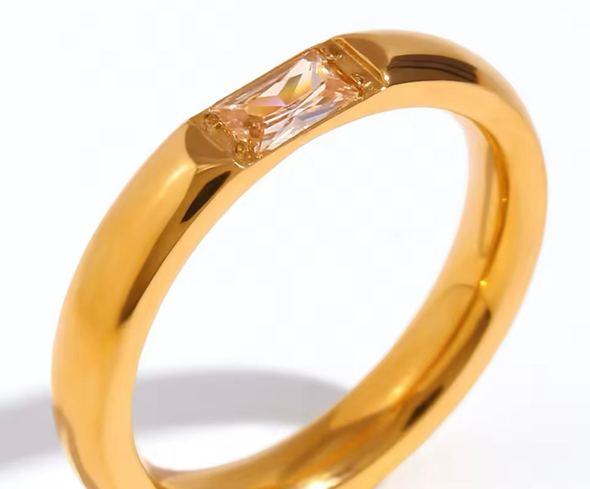 Zaria Gem Band Ring– 18K Gold Plated Elegance