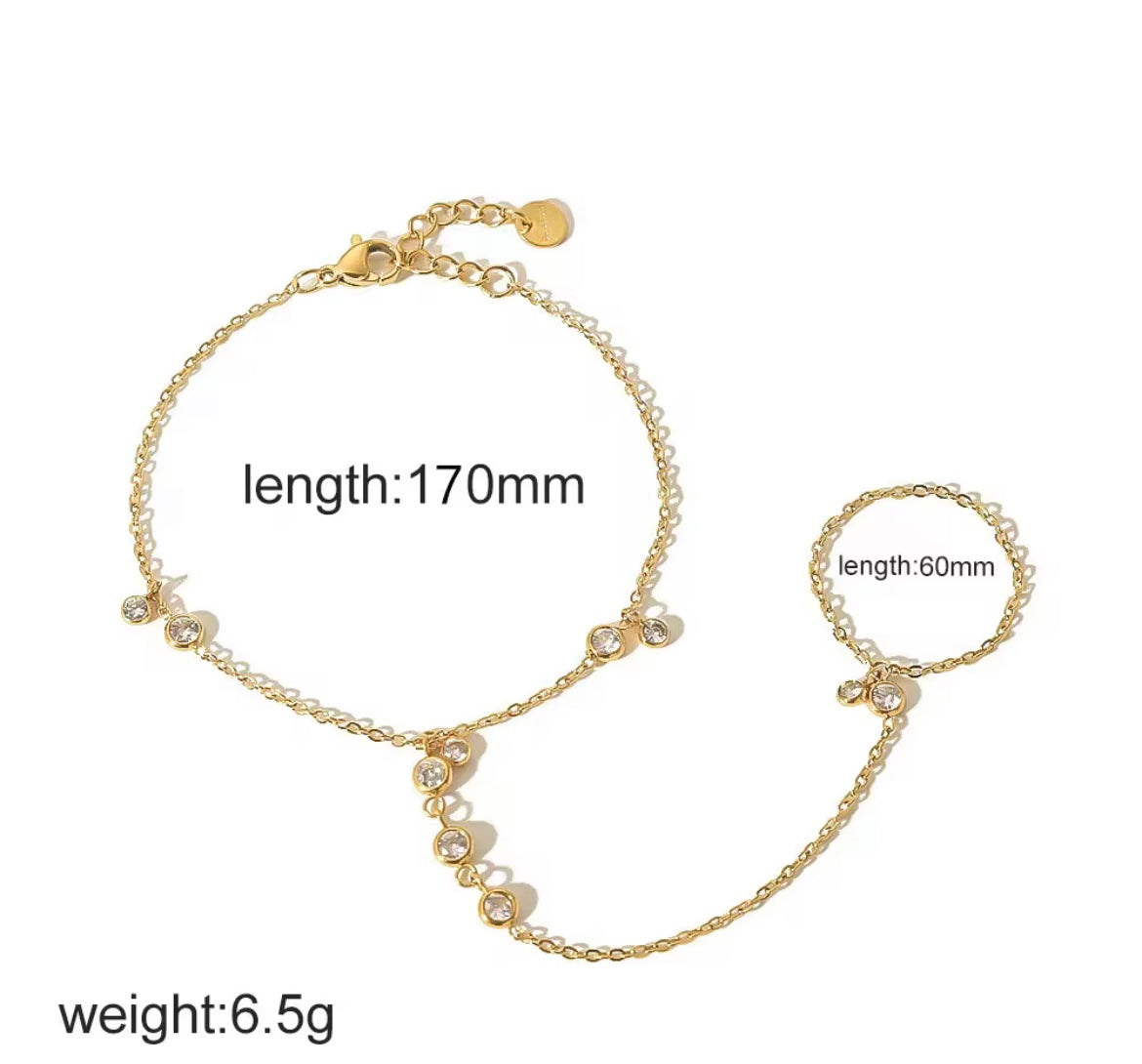 Elegant Gold-Plated Stainless Steel Hand Chain Bracelet