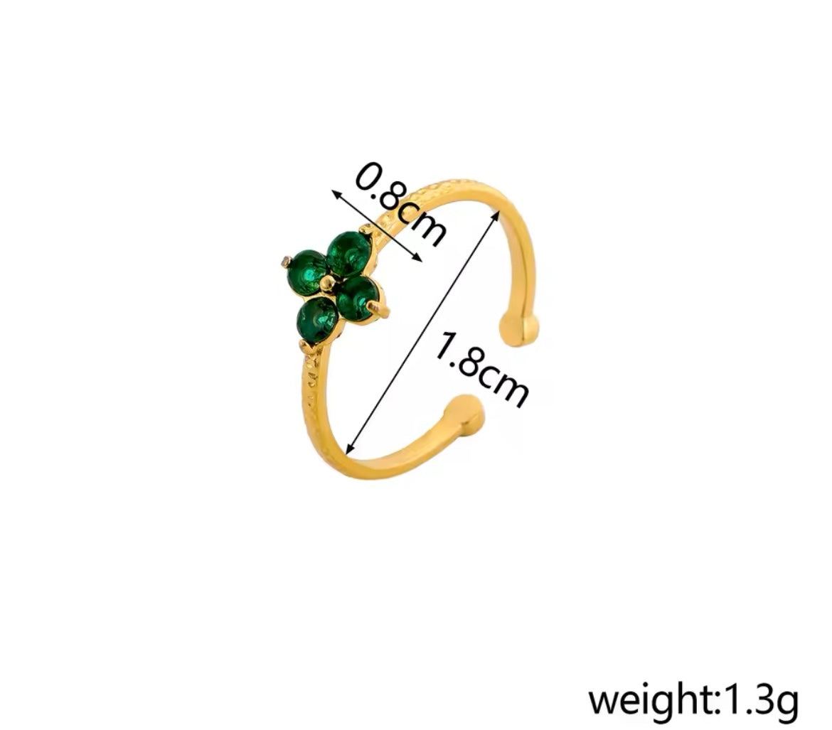 Flower Zircon Adjustable Ring