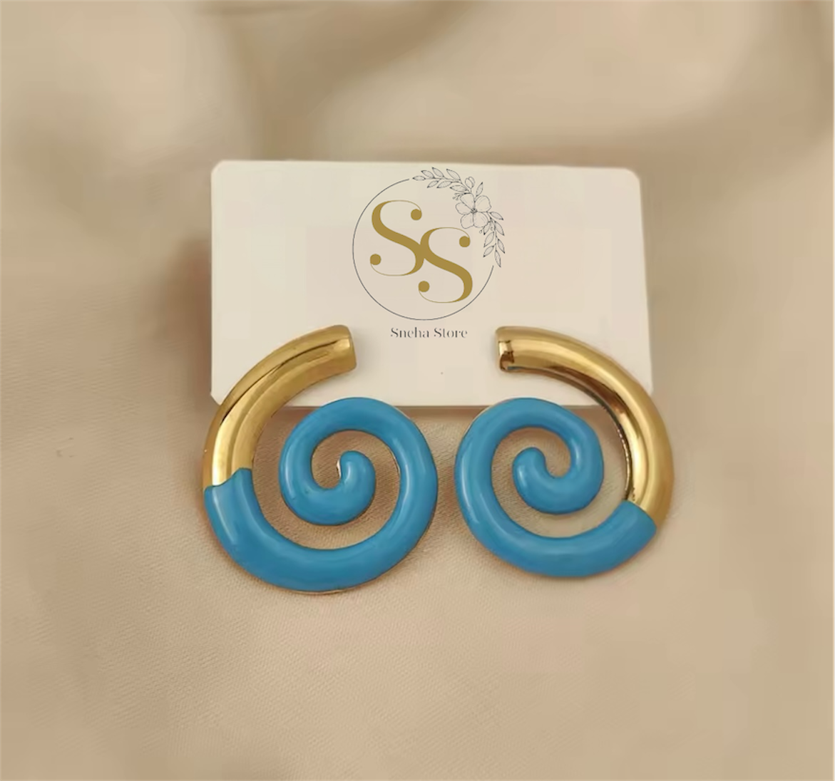Enamel Spiral Hoop Earrings