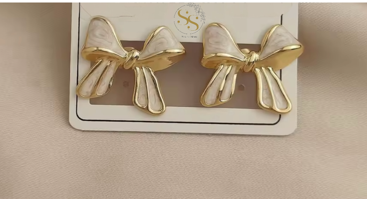 Enamel Bow Stud Earrings