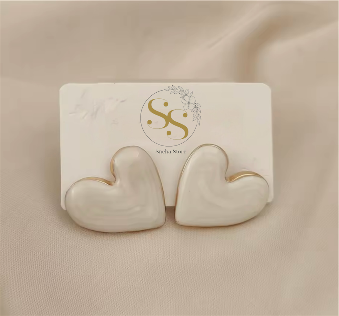 Enamel Heart Stud Earrings