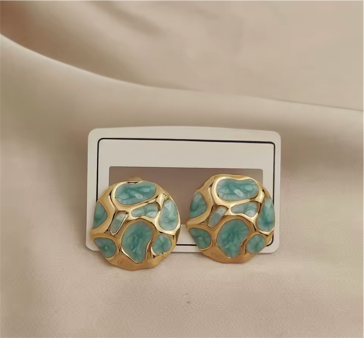 Enamel Mosaic Stud Earrings
