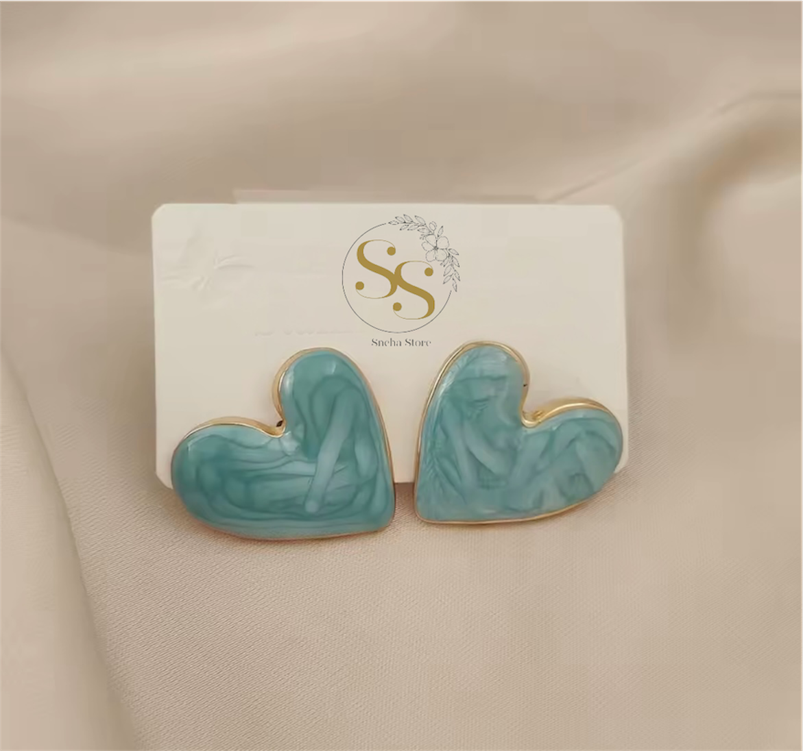 Enamel Heart Stud Earrings