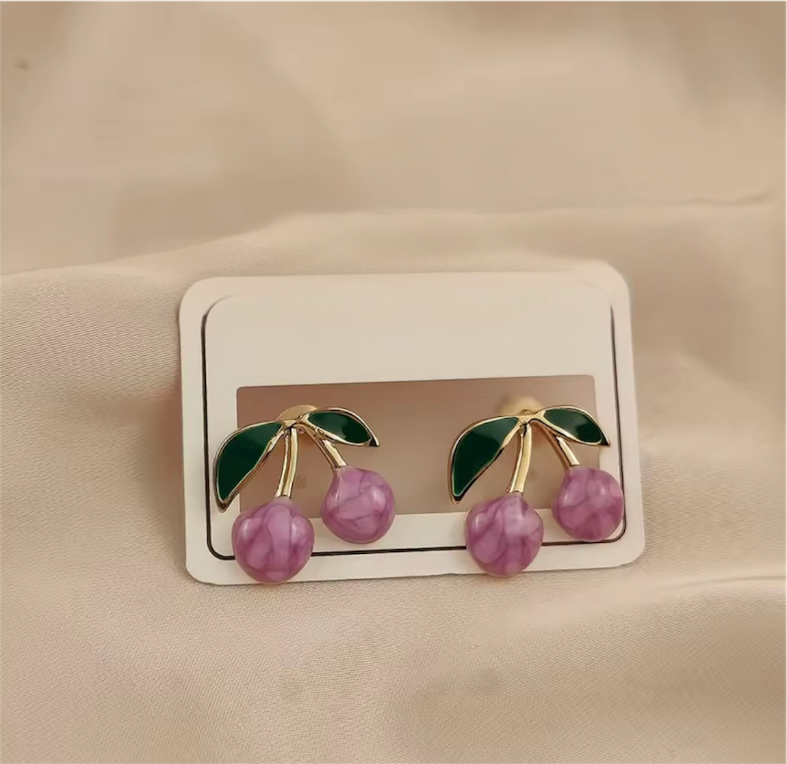 Enamel Cherry Stud Earrings
