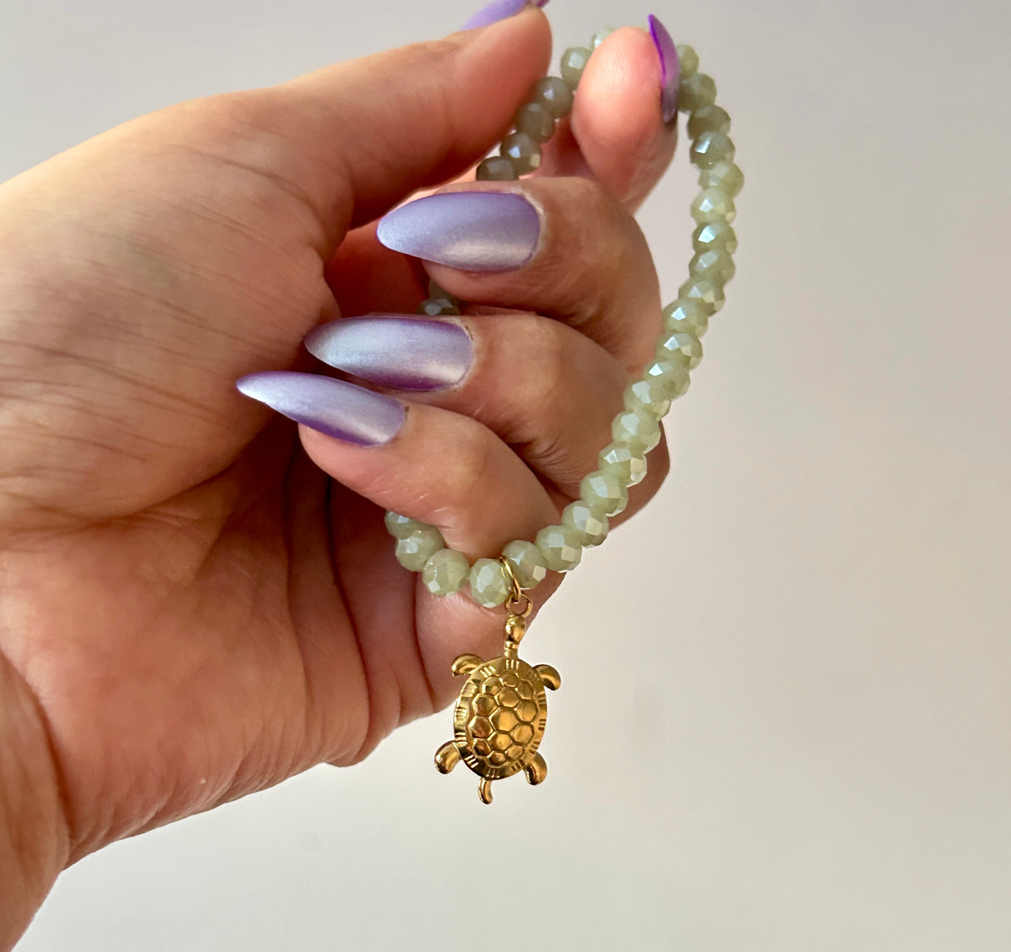 6mm Glass Beads Charm Bracelet