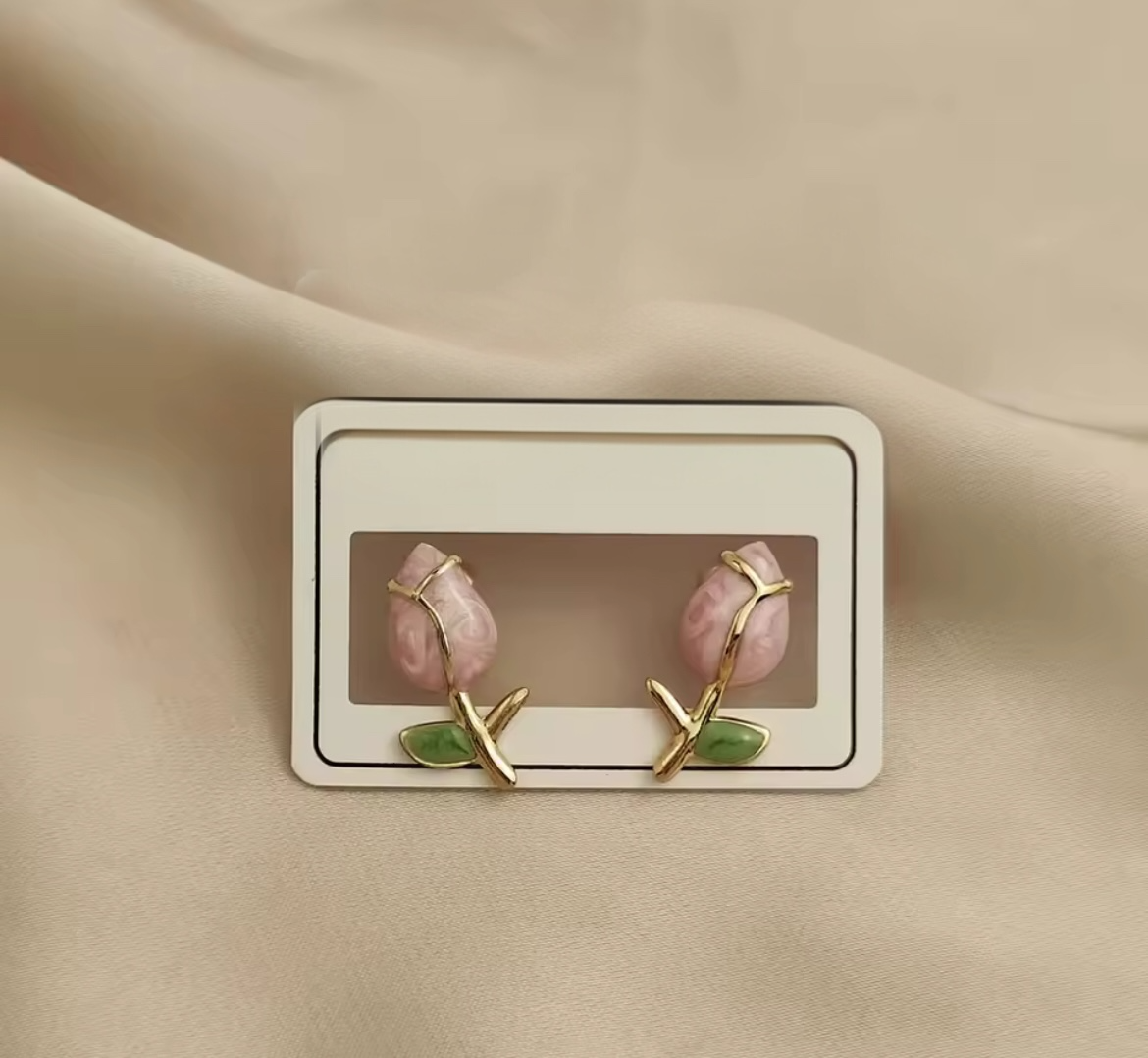 Blooming Rosebud Stud Earrings – Stainless Steel Elegance (4 Colours)