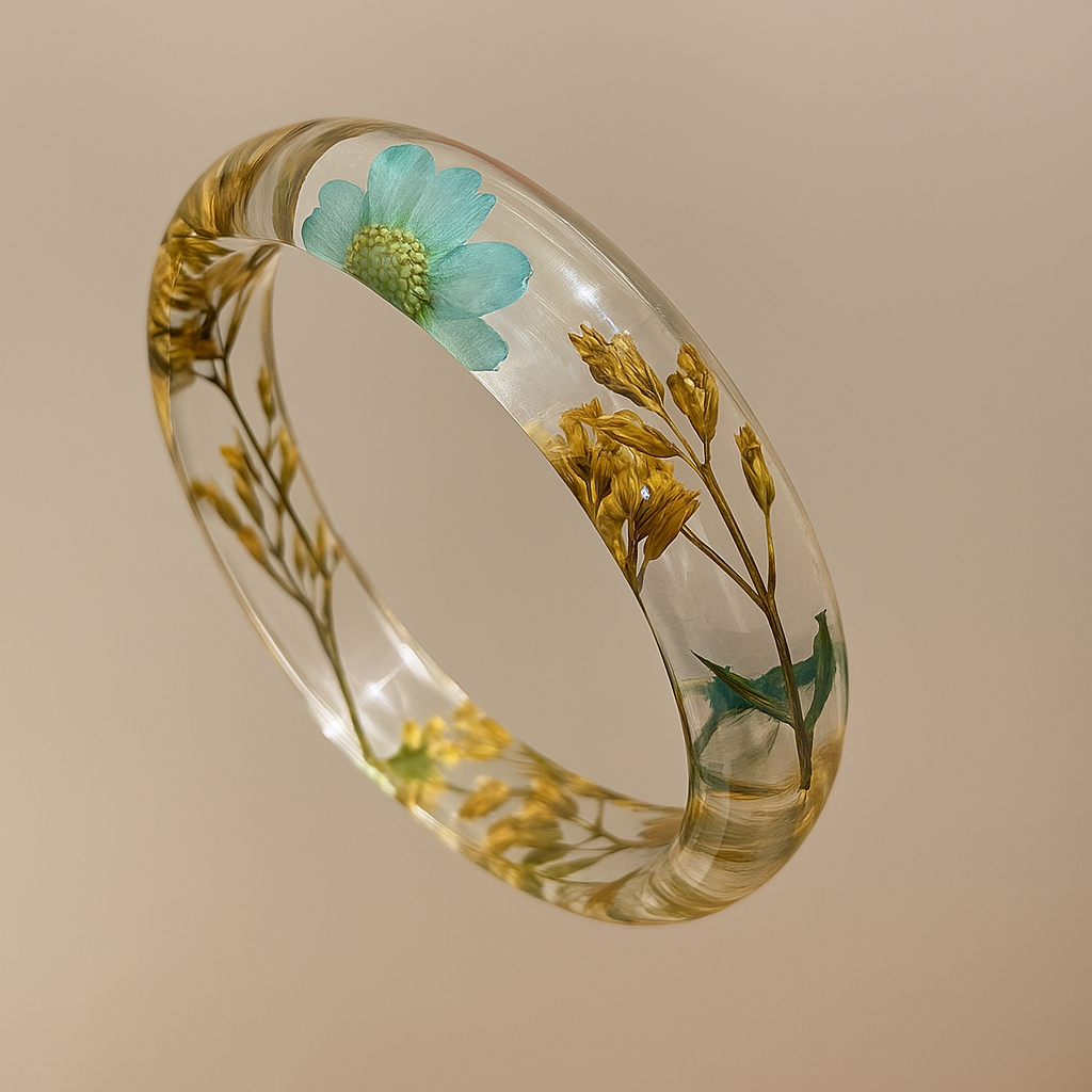 FloraGlow Resin Bangle Collection β Natural Dried Flower Bracelets