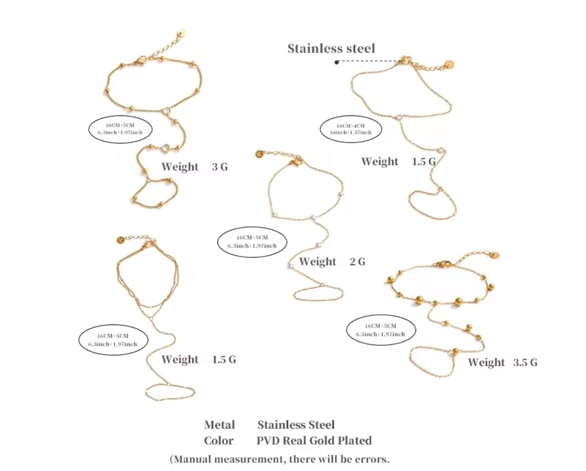 Elegant Gold-Plated Stainless Steel Hand Chain Bracelet