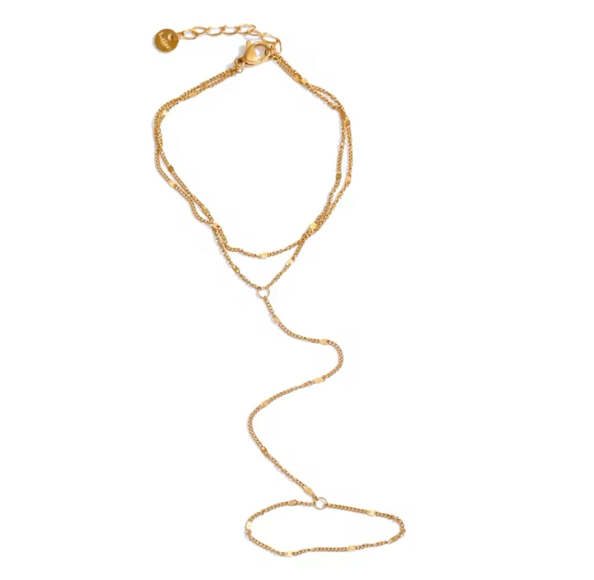 Elegant Gold-Plated Stainless Steel Hand Chain Bracelet