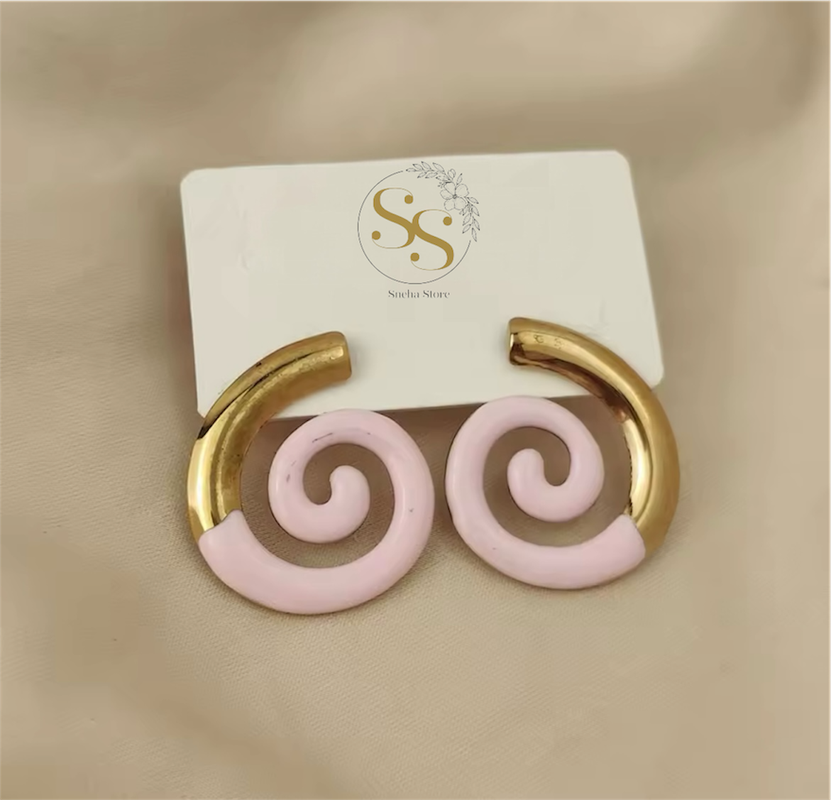 Enamel Spiral Hoop Earrings