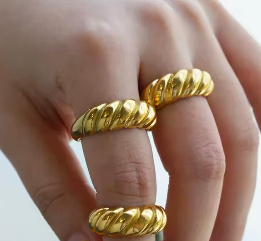 Golden Twist Stainless Steel Ring
