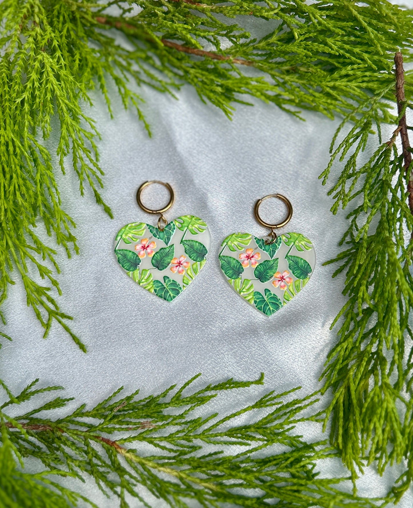 πΊ Tropical Garden Acrylic Earrings β Stainless Steel & Waterproof