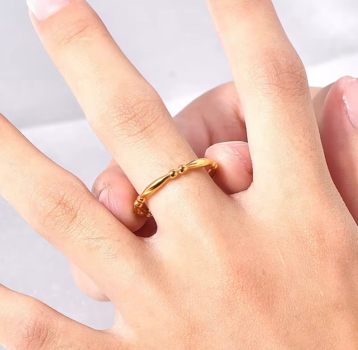 Everyday Twist Bead Stacking Ring