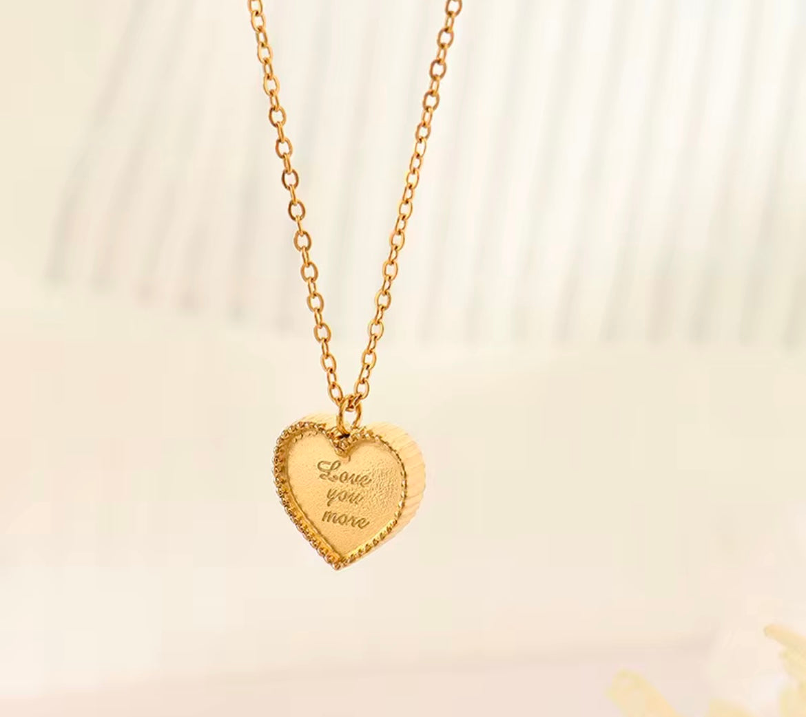 Stainless Steel Gold-Plated Heart Pendant Necklace