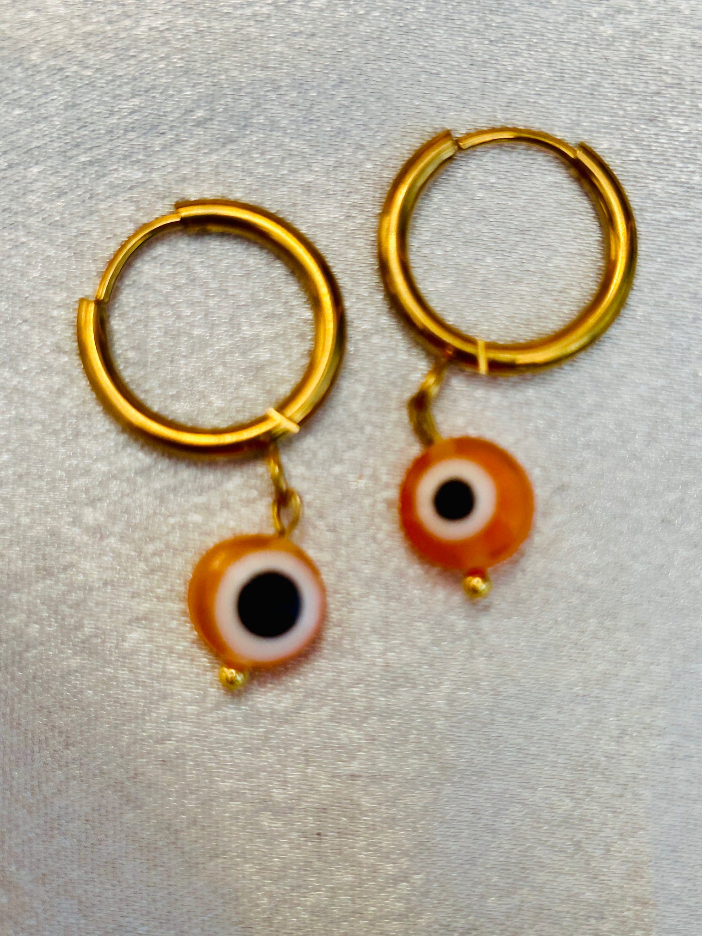π§Ώ Mini Evil Eye Charm Huggie Earrings β Stainless Steel & Acrylic