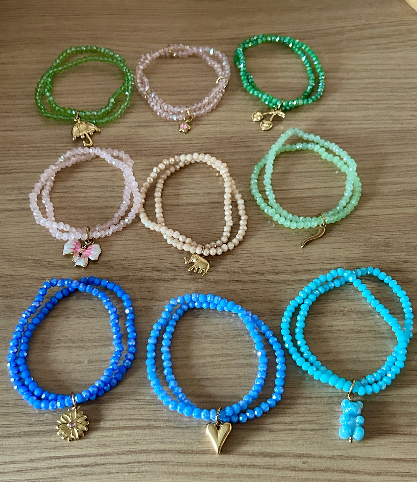 Double Layer Glass Beads Charm Bracelet