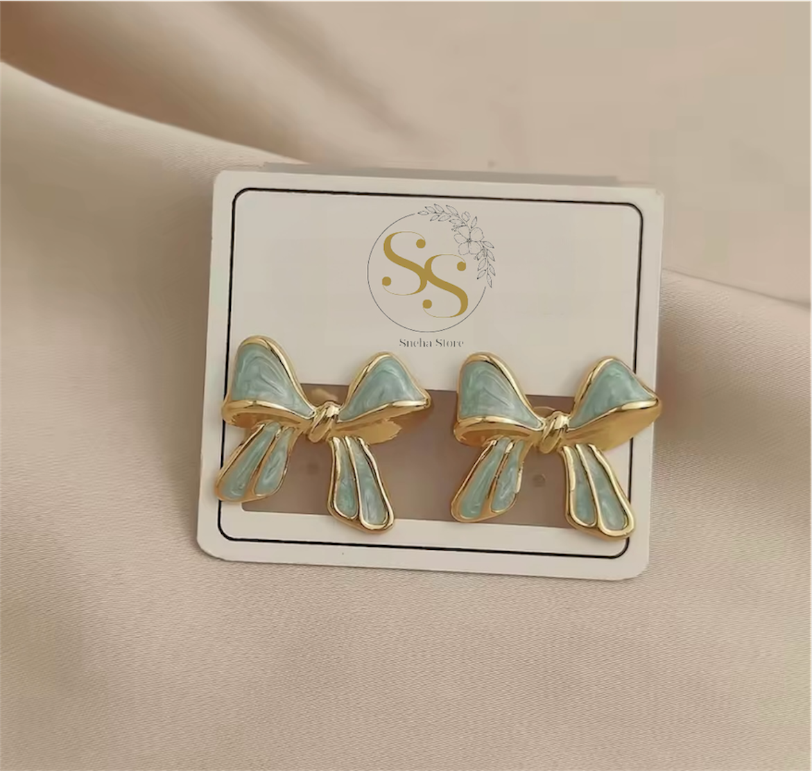 Enamel Bow Stud Earrings