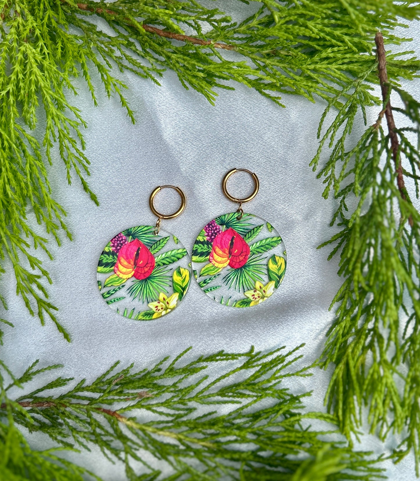 πΊ Tropical Garden Acrylic Earrings β Stainless Steel & Waterproof