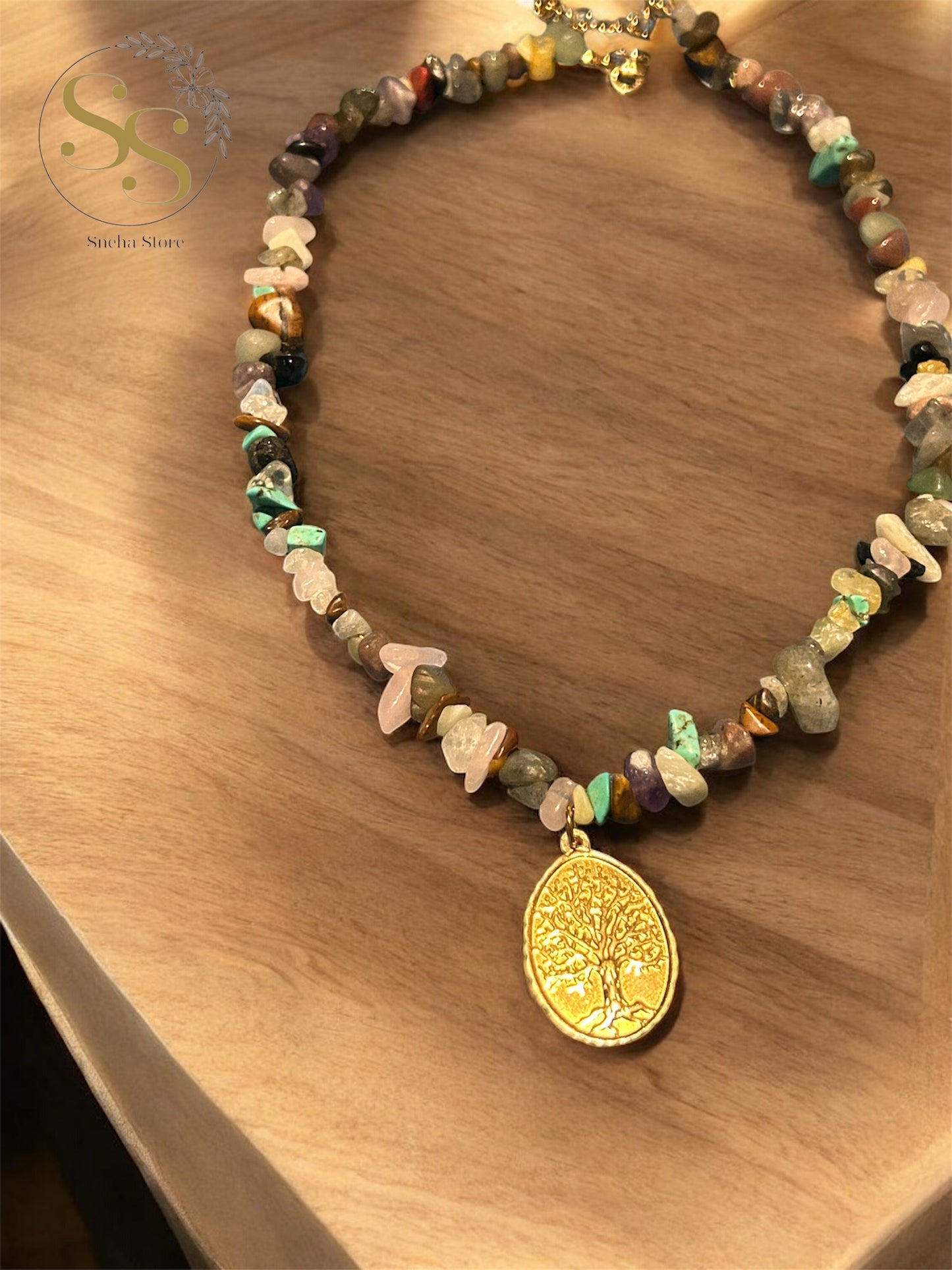 Tree of Harmony Natural Stone Necklace and Bracelet