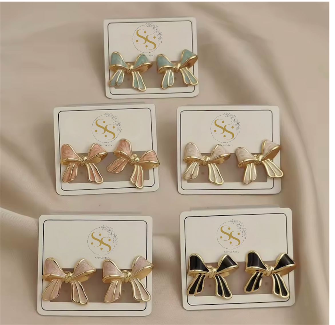 Enamel Bow Stud Earrings