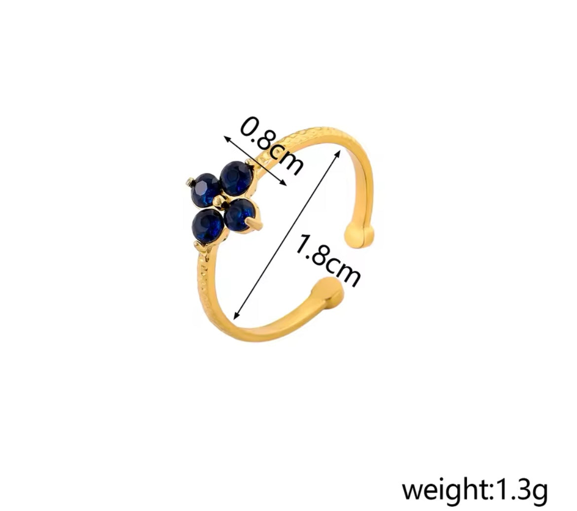 Flower Zircon Adjustable Ring