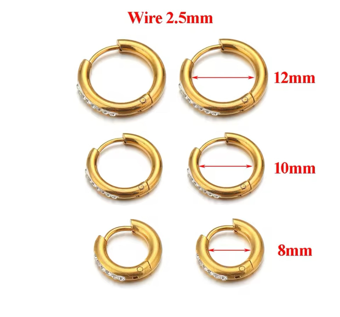 Sparkle Mini Hoop Earring – 8mm, 10mm, 12mm