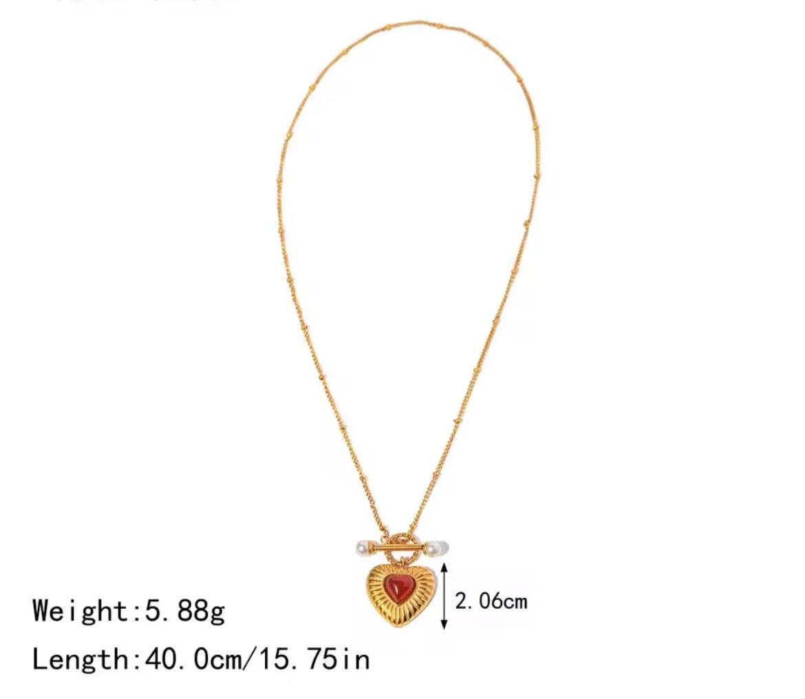 Scarlet Heart Toggle Necklace