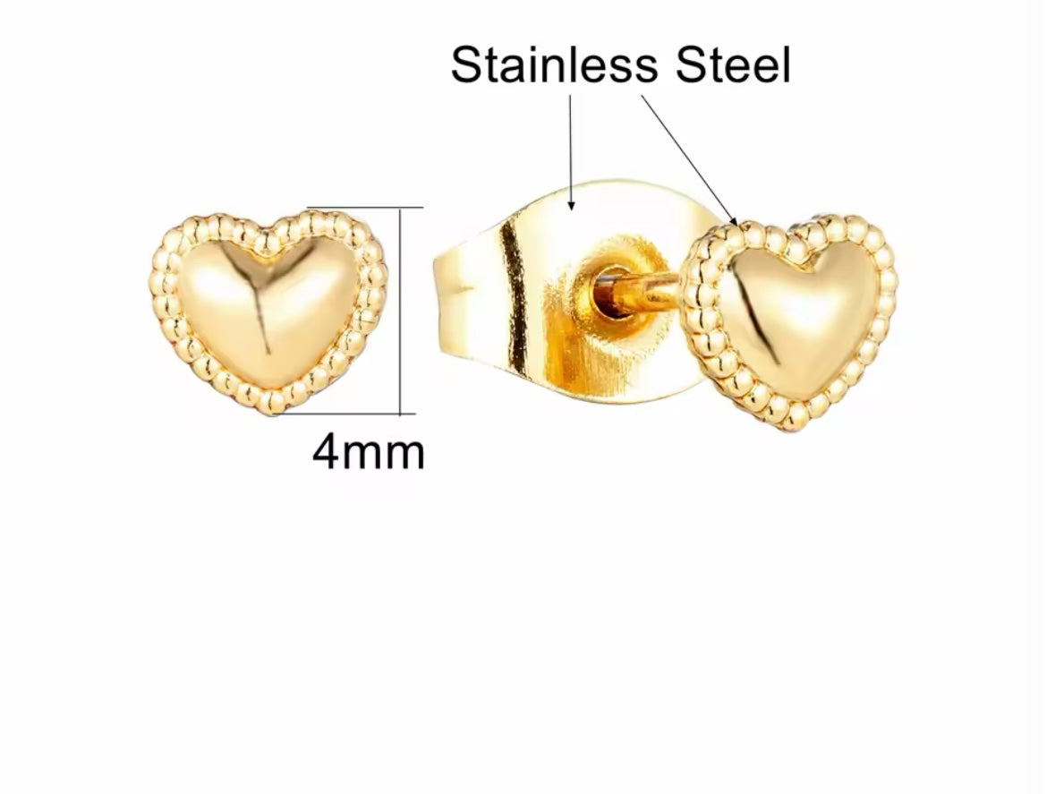 Mini Beaded Heart Stud