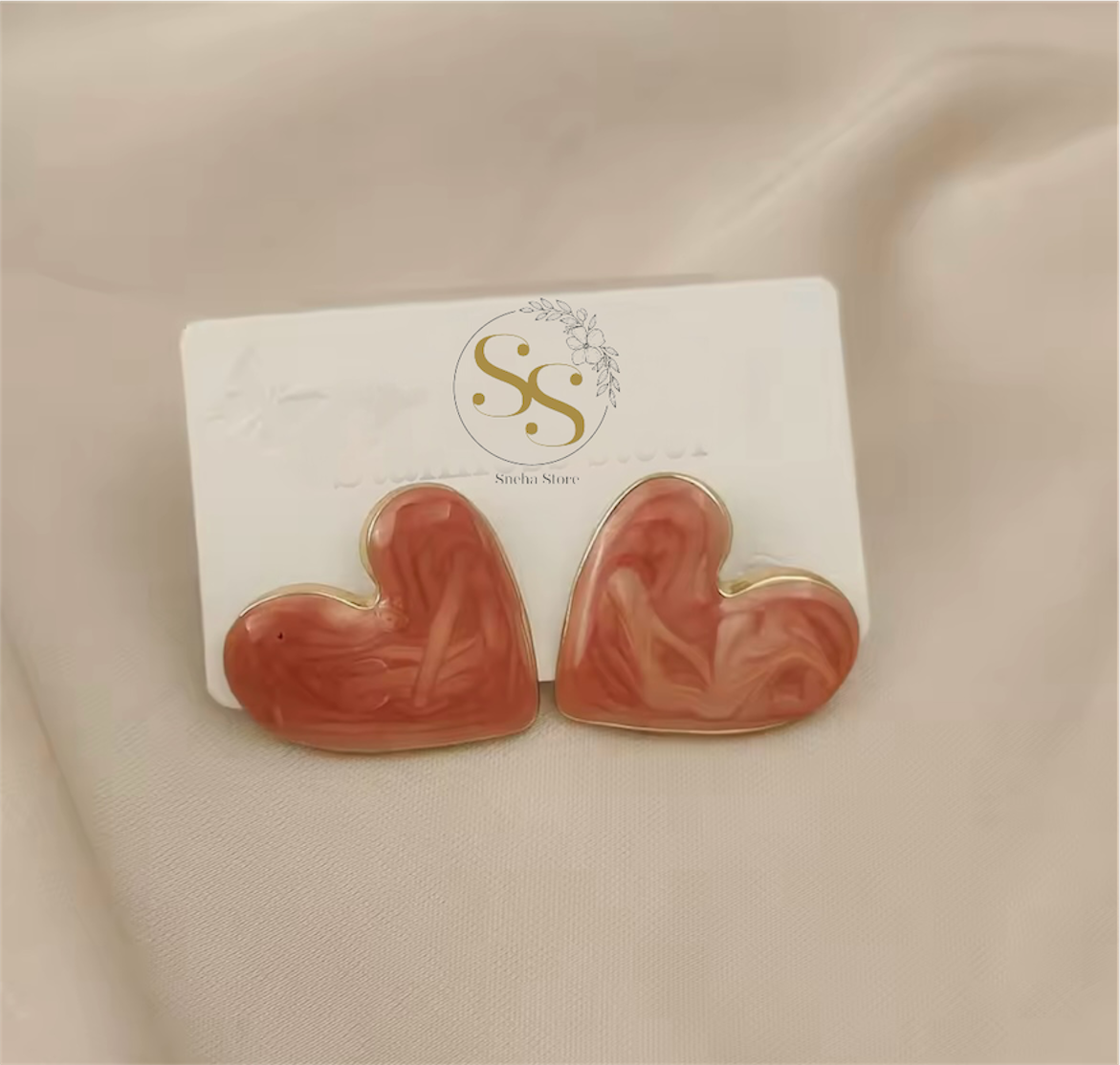 Enamel Heart Stud Earrings