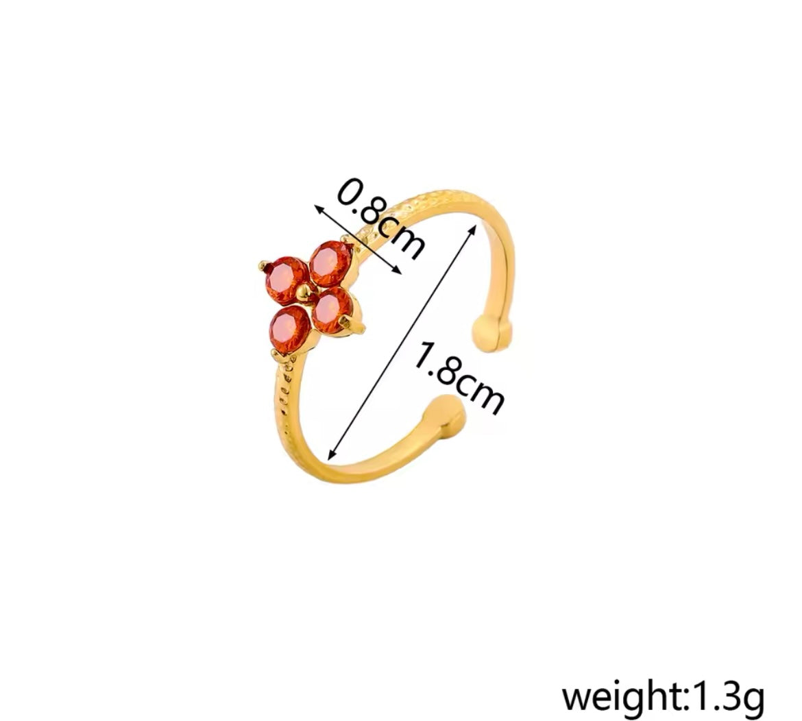 Flower Zircon Adjustable Ring