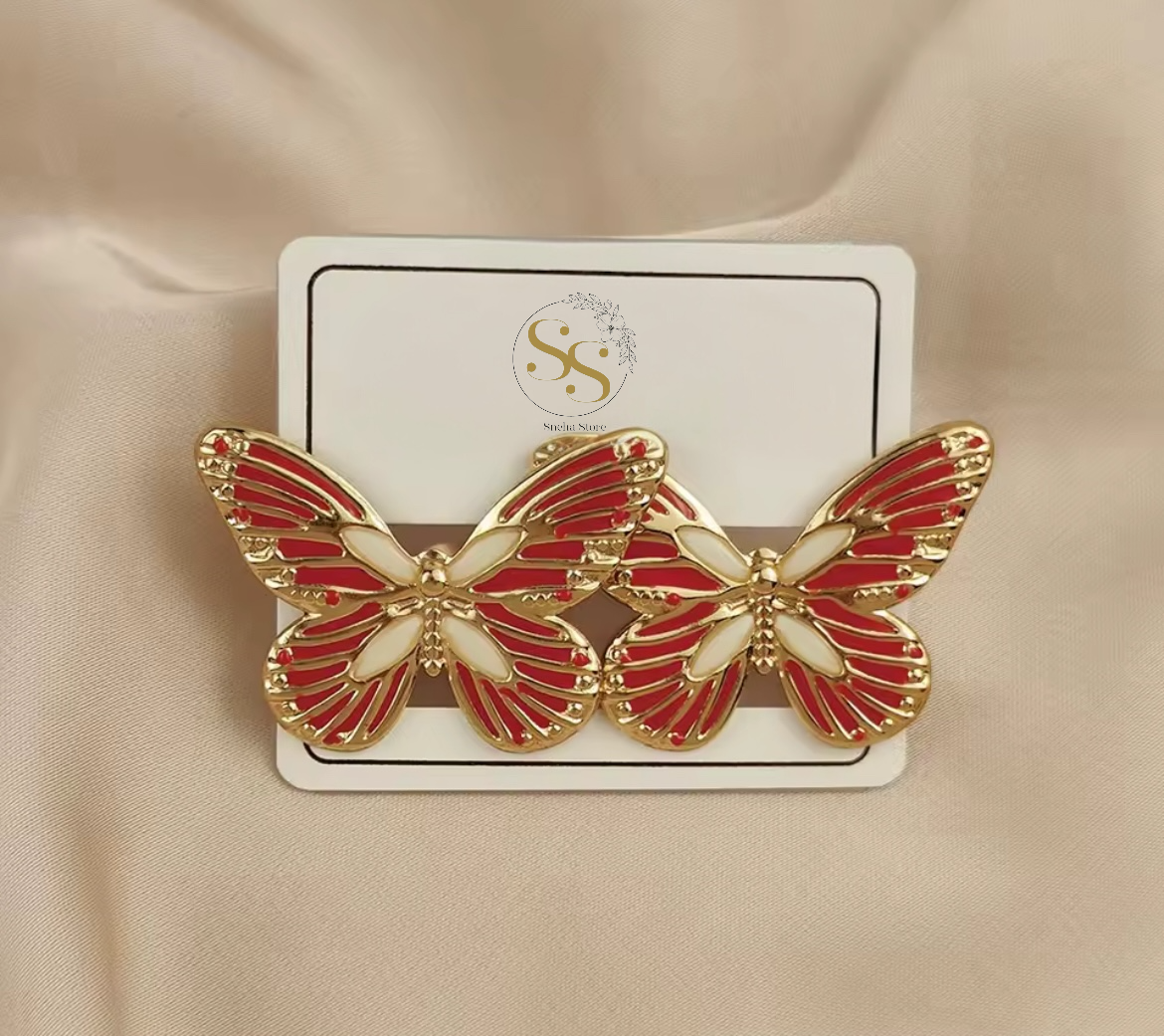 Aurora Enamel Butterfly Stud Earrings