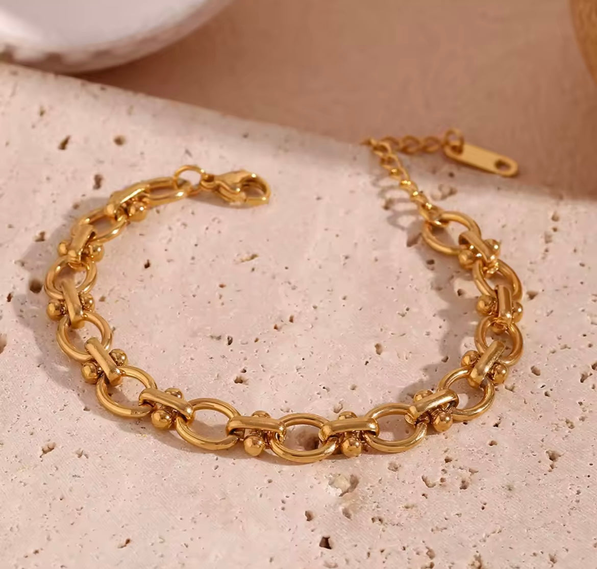Golden Orbit Link Bracelet – Stainless Steel Chain