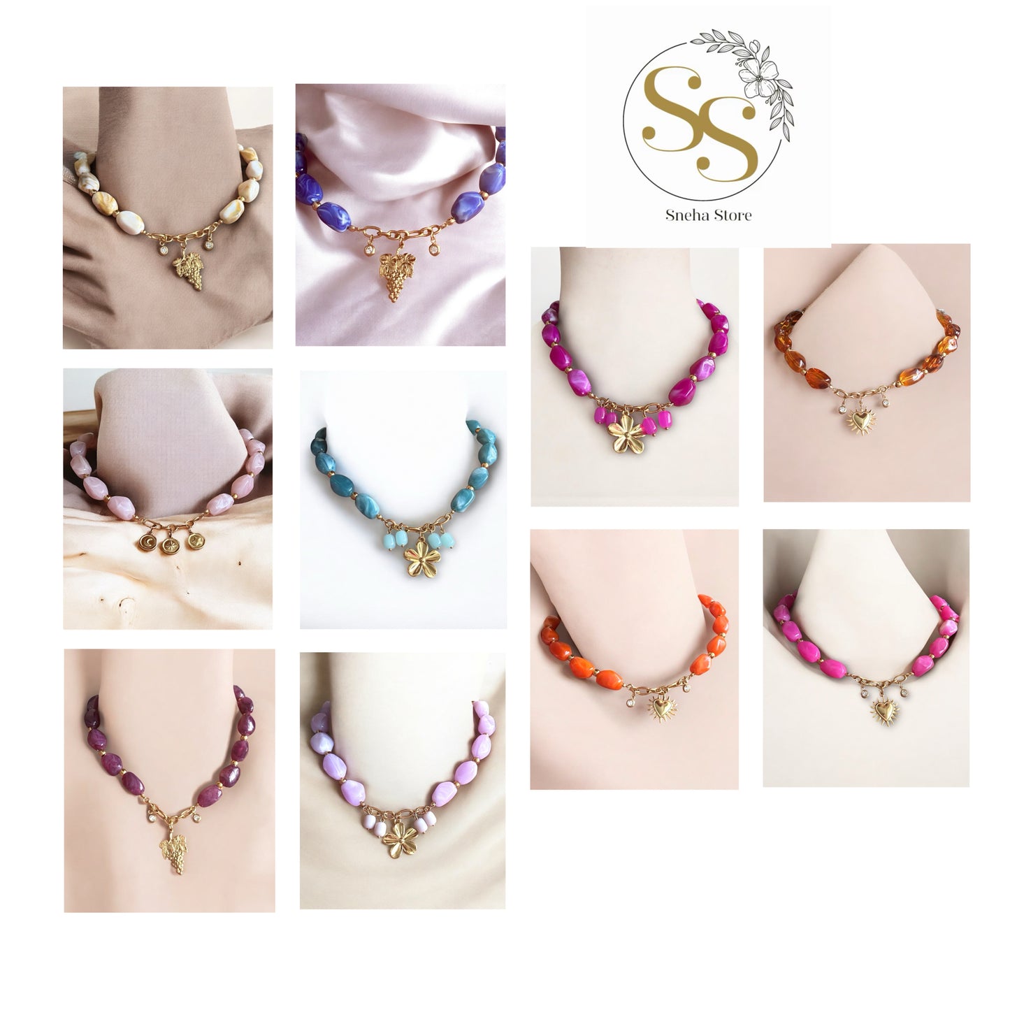 Acrylic Charm Bead Necklace Collection
