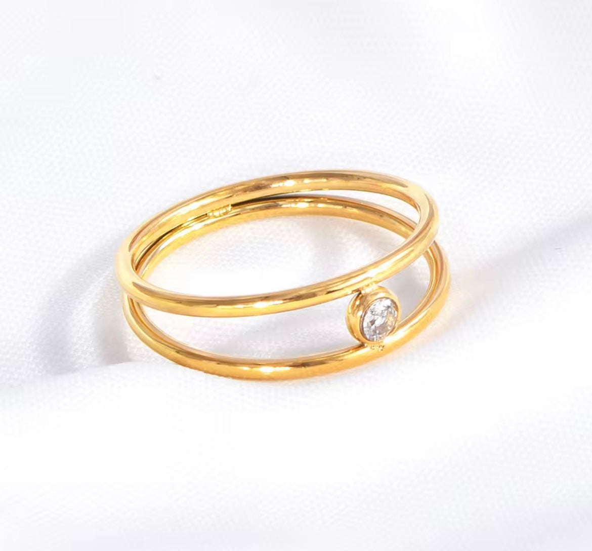 Dainty Stacker Ring with Crystal Accent