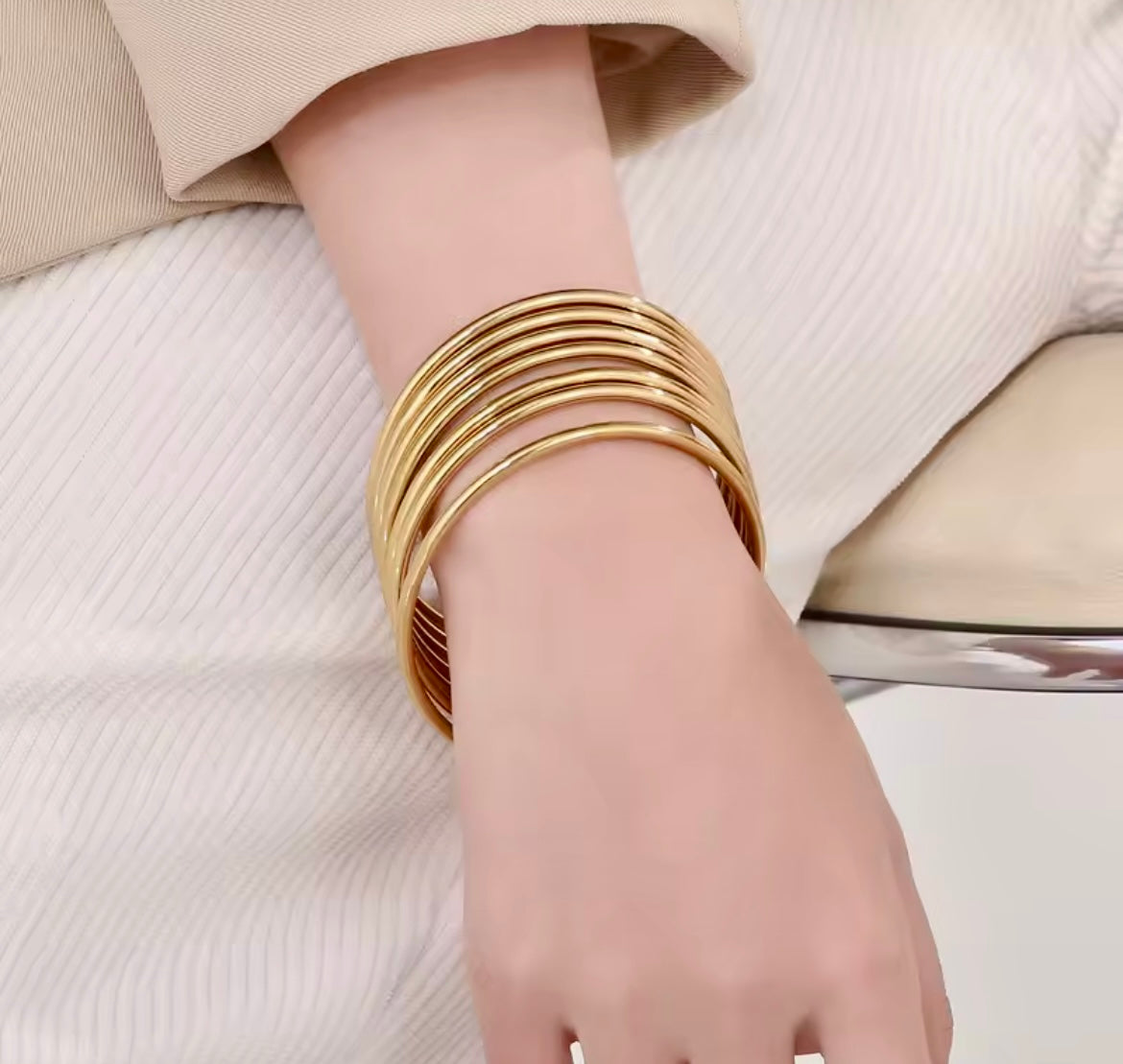 Classic Stack Gold Bangle – Stainless Steel (Sold Individually)