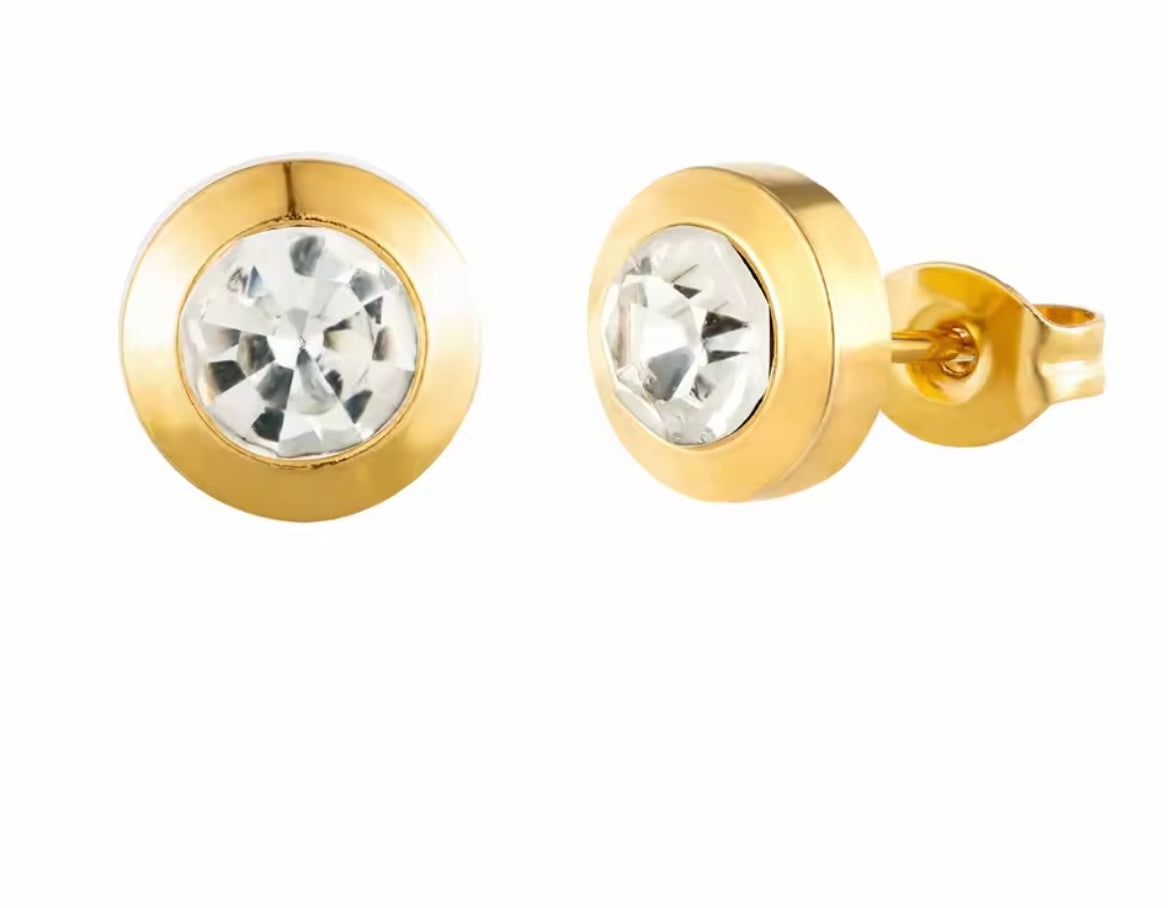 GlowDot Crystal Studs – Classic Gold Stainless Steel