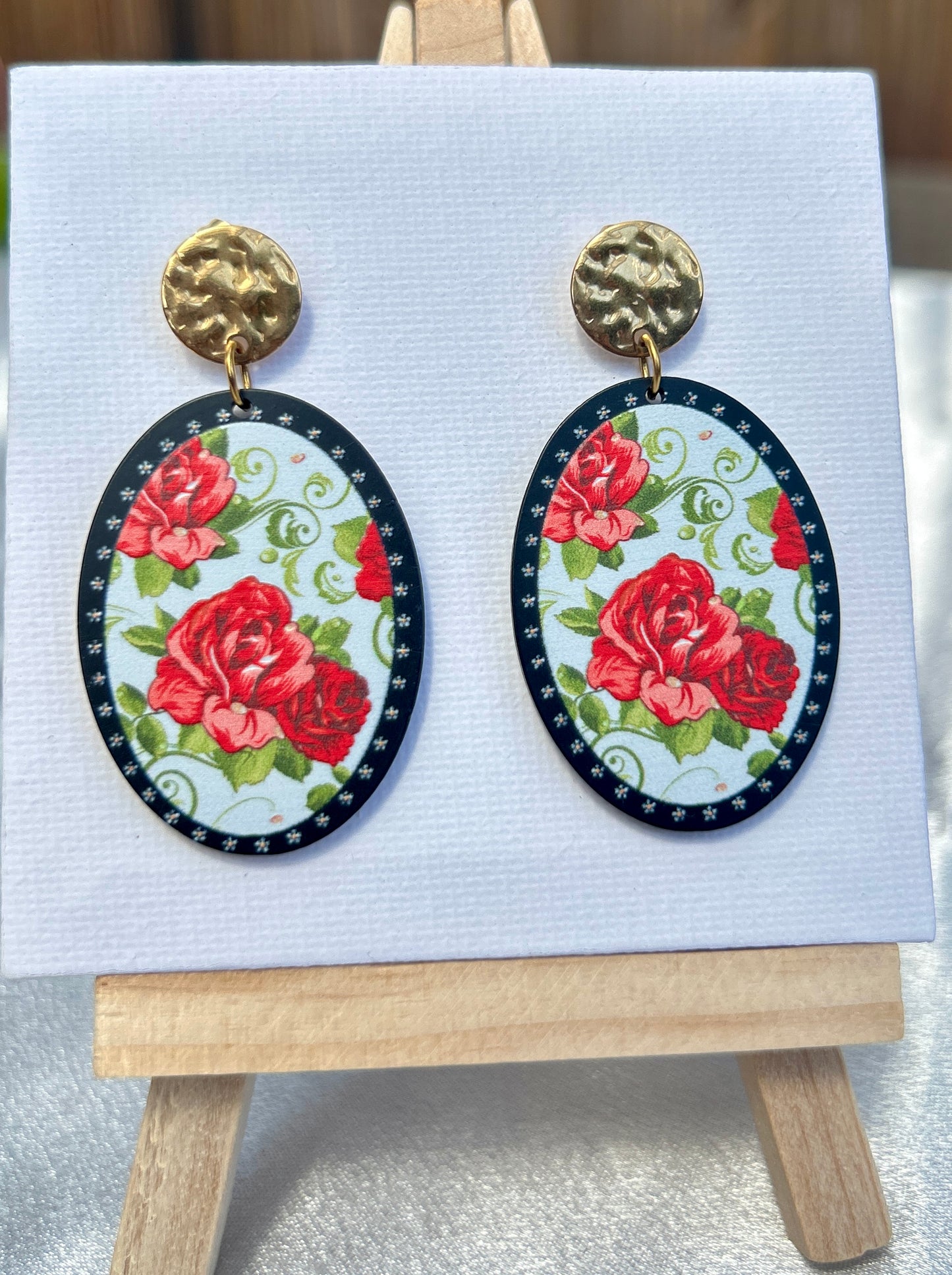 πΈ Vintage Bloom Oval Earrings β Stainless Steel & Acrylic