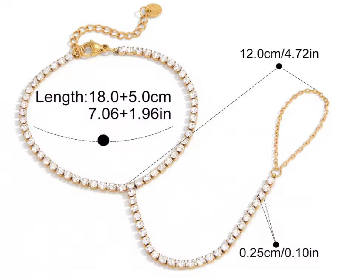 Radiant Zirconia Hand Chain Bracelet