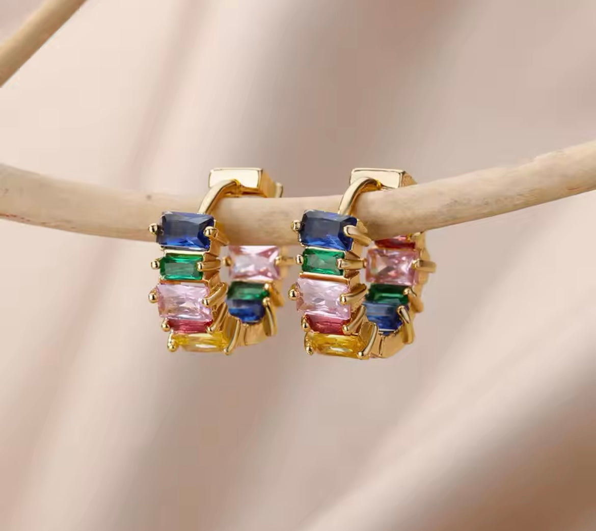 Rainbow Luxe Hoop Earrings – Gold-Plated Stainless Steel
