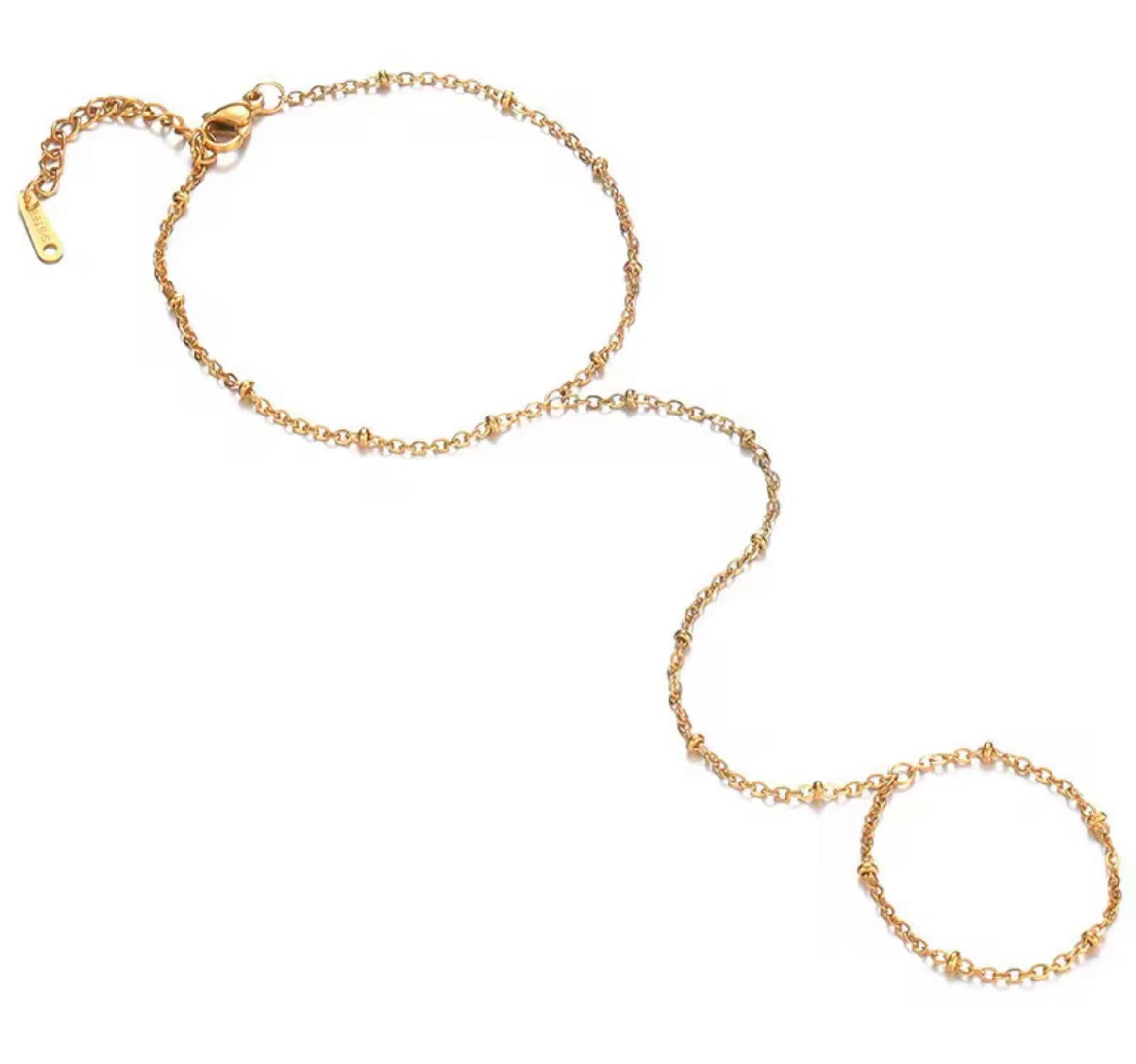 Elegant Gold-Plated Stainless Steel Hand Chain Bracelet