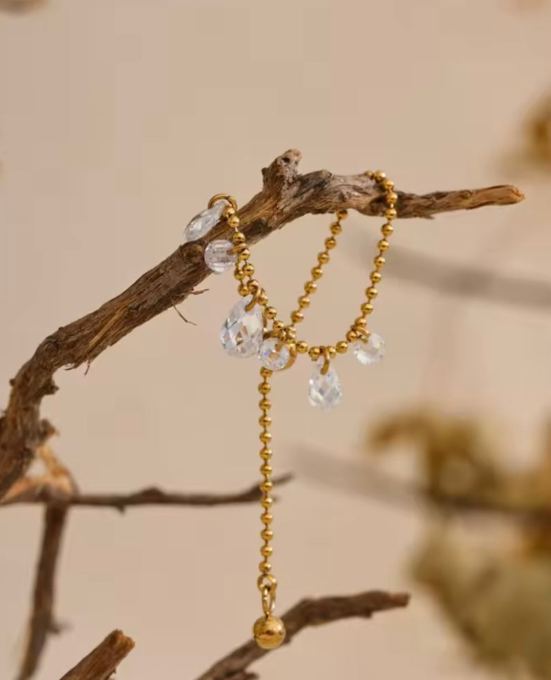 Luna Zircon Drop Adjustable Bracelet – Gold Plated